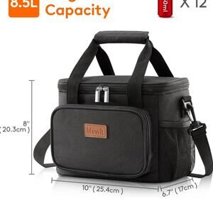 Lifewit 12 Can Large Lunch Bag Insulated Lunch Box Cooler Bag, Black